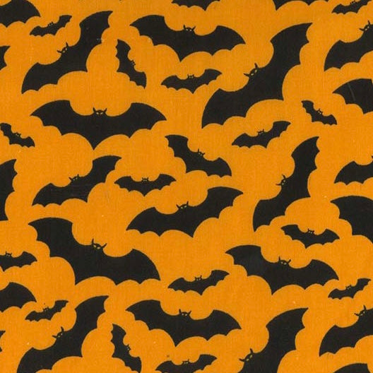 Polycotton - Bats on Orange