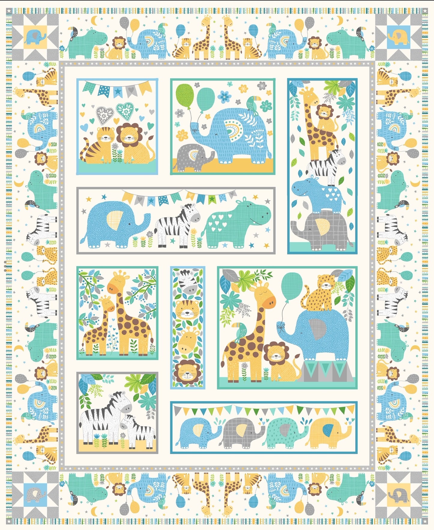 In The Jungle Cotton Panel - Blue