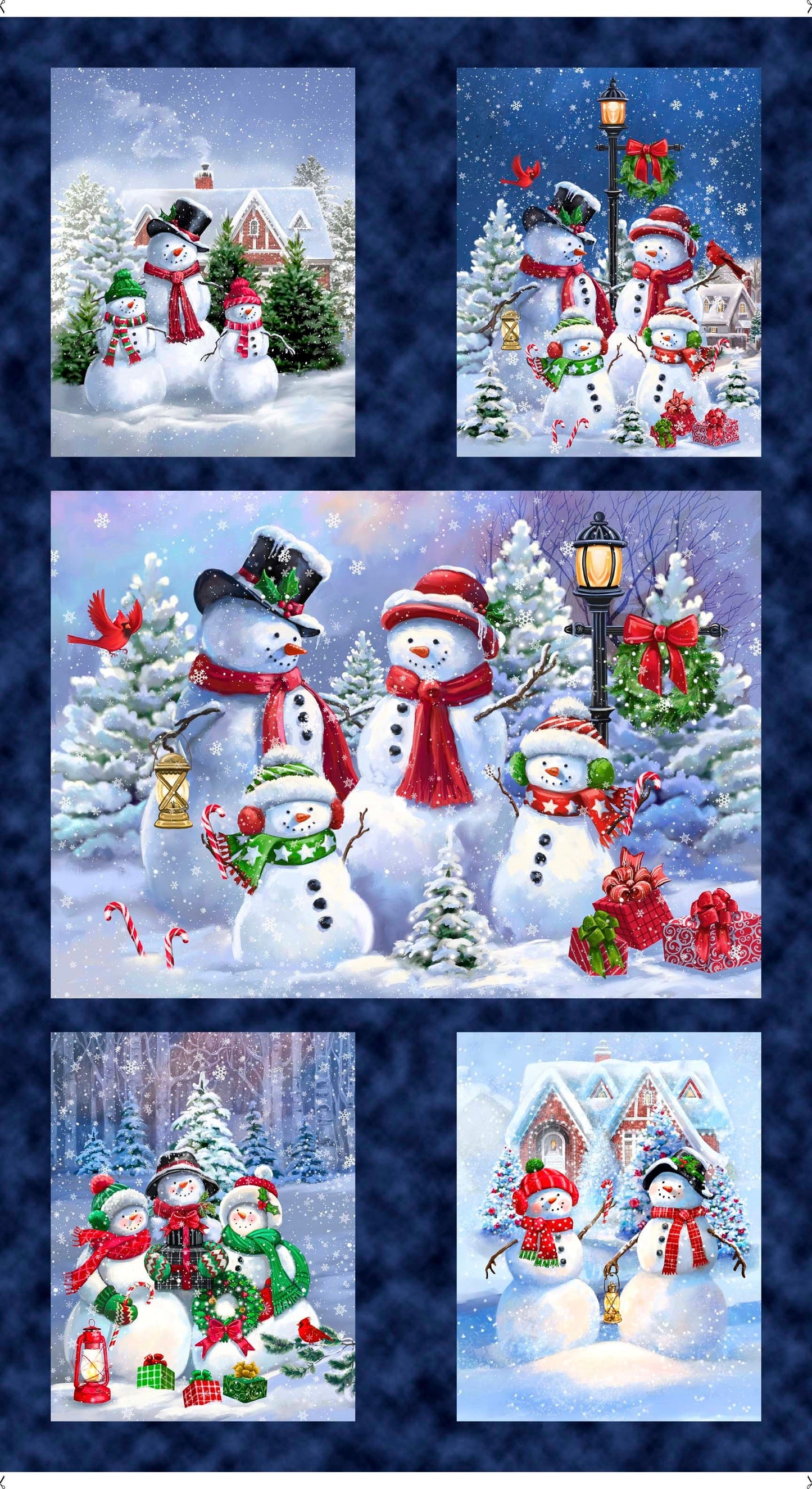 Snowman Holiday Cotton Panel