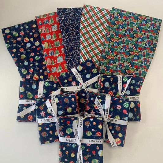 Liberty Christmas Fat Quarter Bundle - Red, Blue and Green
